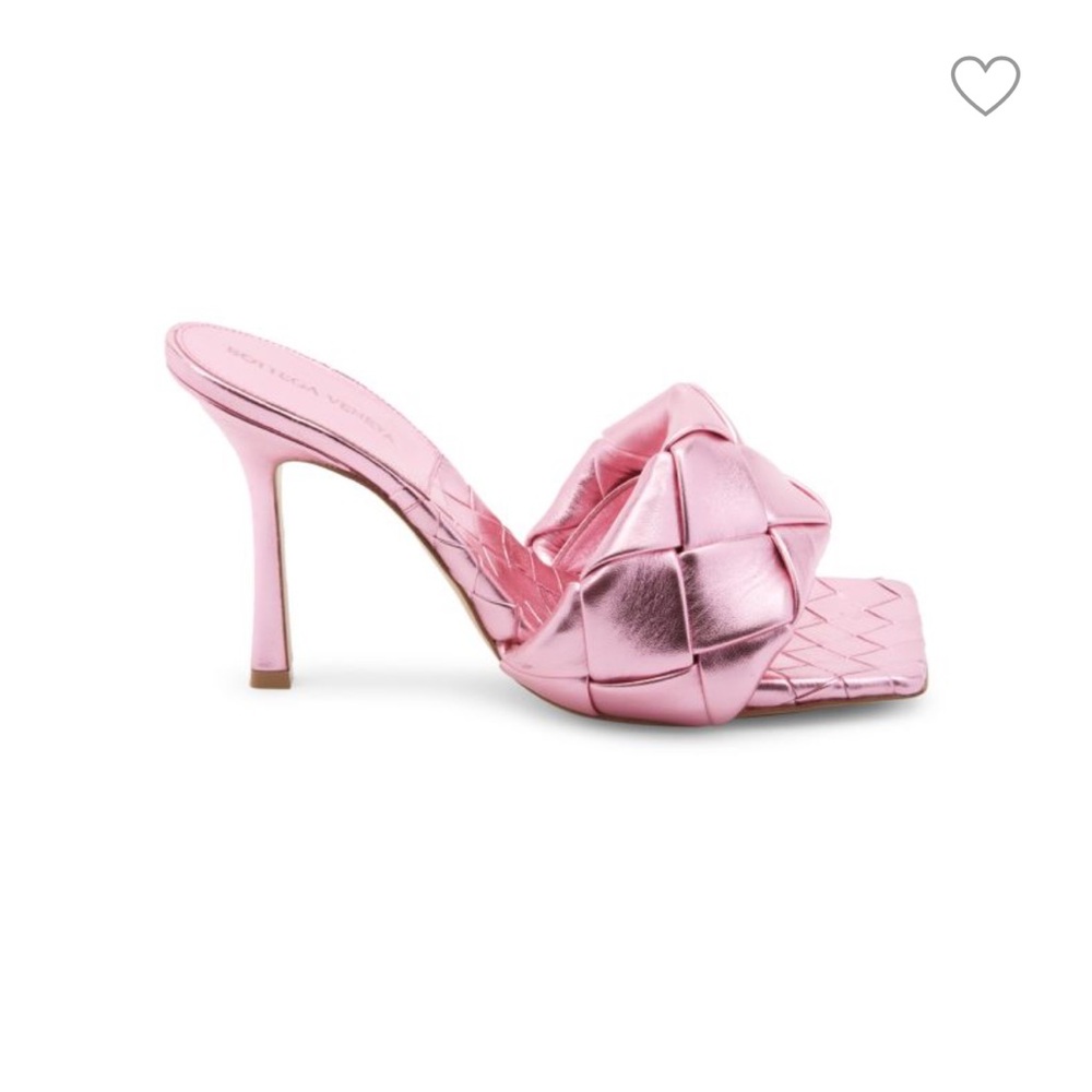 Bottega Veneta Lido Intrecciato Metallic Leather Mules